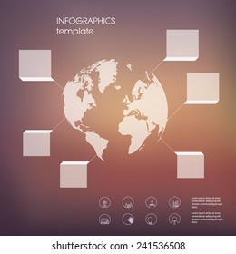 White infographic template with transparent elements and set of icons for business presentation. Eps10 vector illustration.