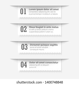 White Infographics banners. A vivid illustration of the layout of the labels banner. Labels button with a set of steps. A template for the design. All elements are isolated.EPS 10.