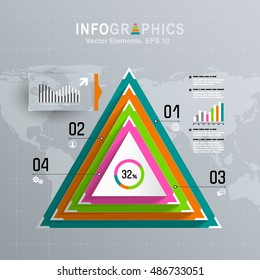 White infographics set with blue, green and orange elements. Vector information graphics