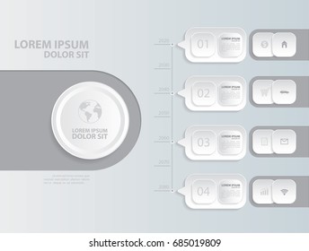 White Infographics vector design and business icon.Vector timeline infographic template.
