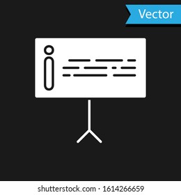 White Information icon isolated on black background.  Vector Illustration