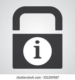 White Information icon on black pad lock