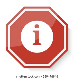 White Information icon on red stop sign web app
