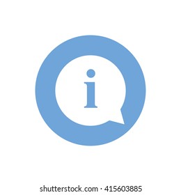 White information sign vector icon. Blue circle. Blue button