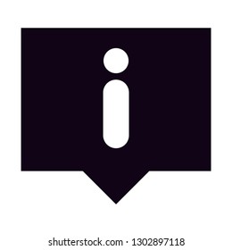 white information symbol inside black square rectangle rectangular speech bubble rounded i