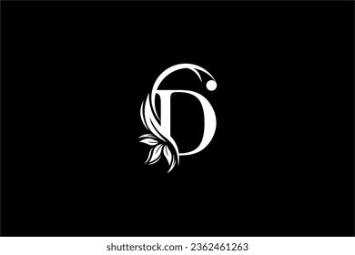 white initial letter D logo design with beautiful leaf and flower ornaments. D Monograms. Typography D. golden feather logo. Suitable for business logos, companies, boutiques, beauty, etc