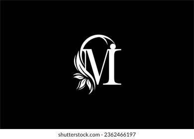 diseño del logo M de la letra inicial blanca con hermosos adornos de hojas y flores. M Monogramas. Logo de la tipografía M. Adecuado para logotipos de empresas, empresas, boutiques, belleza, etc.