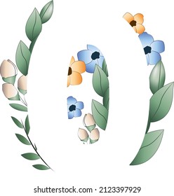 Weißer Anfangsbuchstabe O, hinter Blumen und anderer Vegetation