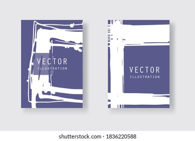 Weißer Pinselstrich auf blauem Hintergrund. Japanischer Stil. Vektorgrafik von Grunge-Flecken