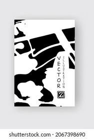 White ink brush stroke on black background. Japanese style. Vector illustration of grunge stains