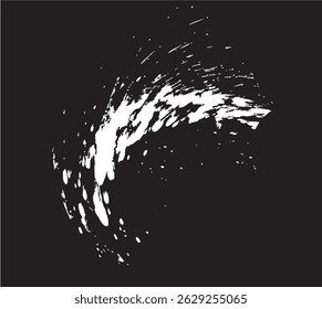 White Ink Splash Texture on Black Background – Abstract Ink Spots Illustration