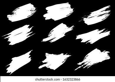 White ink vector brush strokes Vector paintbrush set. Grunge design elements.