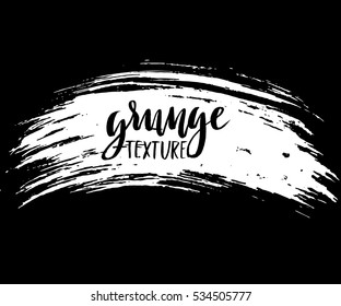 White ink vector brush strokes isolated on black background. Vector illustration. Grunge texture