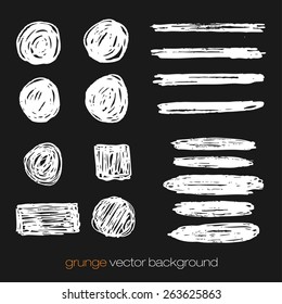 White ink vector stains. Texture for grungy effect. Grunge marker stains.