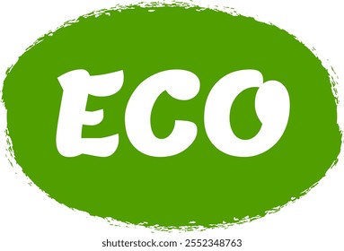 La inscripción blanca eco está escrita sobre un fondo redondeado verde que promueve productos ecológicos y destaca la sostenibilidad ambiental