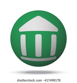White Institution web icon on green ball