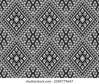 White Interconnected diamond shaped seamless pattern on black for decorations, fabric texture, textile prints, and other digital print