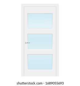 Weiße Innentür mit Glaselement. Vektorillustration einzeln auf weißem Hintergrund