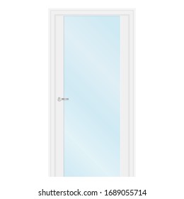 Weiße Innentür mit Glaselement. Vektorillustration einzeln auf weißem Hintergrund