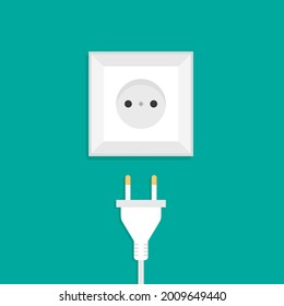 Enchufe y enchufe de alimentación de CA internacional en blanco. Salida eléctrica. Ilustración vectorial en un estilo plano de moda. Vista frontal.