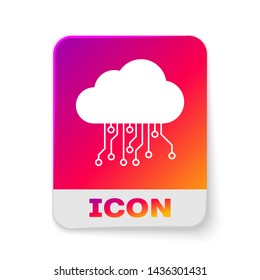 White Internet of things icon isolated on white background. Cloud computing design concept. Digital network connection. Rectangle color button. Vector Illustration