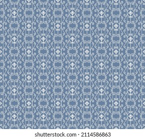 white intricate outline pattern on a blue background 