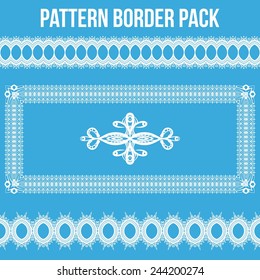 White Intricate Pattern Border Pack on Blue