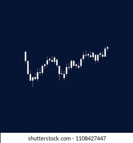 White Investing Vector Image. Japanese Candlesticks Growing Market.