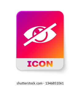 White Invisible or hide icon isolated on white background. Rectangle color button. Vector Illustration