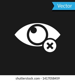 White Invisible or hide icon isolated on black background. Vector Illustration