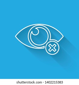 White Invisible or hide line icon isolated with long shadow. Vector Illustration
