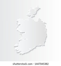 White Ireland map-countries. Vector paper map of Ireland on a gray background. Vector illustration.