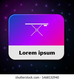White Ironing board icon isolated on black background. Rectangle color button. Vector Illustration