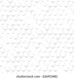 White irregular geometric seamless pattern with hexagons.