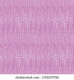 White irregular line with dots on pink background. Vector repeat pattern. Pattern for fabric, backgrounds, wrapping, textile, wallpaper, apparel. Vector illustration