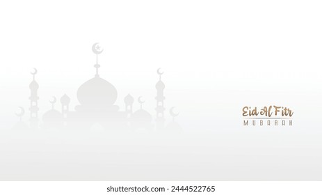 White Islamic background design for celebrating Eid al-Fitr, simple, charming and elegant