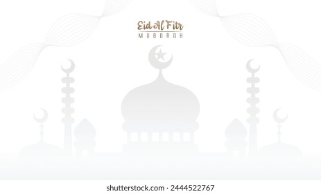 White Islamic background design for celebrating Eid al-Fitr, simple, charming and elegant