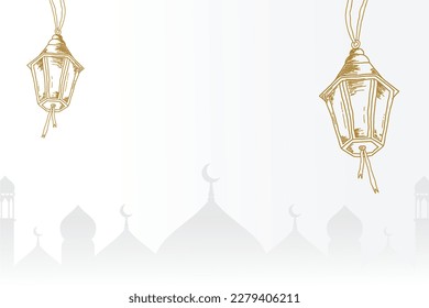 Diseño de fondo islámico blanco con decoración de mezquita y elementos islámicos faránicos. adecuado para el diseño de Ramadán, Eid al-Fitr, Eid al-Adha, Eid al-Fitr, Muharram, iftar, celebración del Día Islámico
