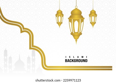 white Islamic background and gold line motif