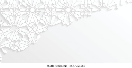 White islamic background with traditional ornament. Vector illustration. Greeting card for Ramadan Kareem.