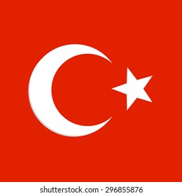 White islamic symbol on a red background. Vector illustration. Eps 10