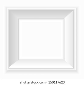 White isolated blank square frame vector with shadow