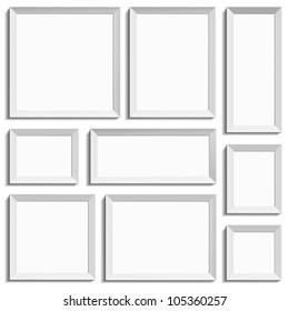 White isolated empty frames in international paper size in vector format