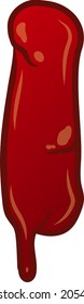 Vector plano I aislado blanco - letra en estilo sangriento. Tecnología líquida. Grabado de graffiti. Carácter espeluznante y aterrador. Colores rojos con contorno y brillo.