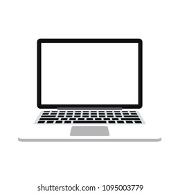 White isolated laptop front side. Flat vector illustration style. EPS10