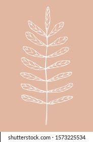 White isolated leaf on a beige background. Modern abstract pattern. Colorful cover. Design for card, flyer, invitation, book, info banner frame, title sheet, wrapping, printing on fabric.