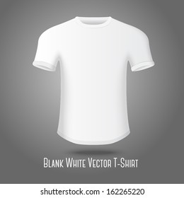 White isolated man's t-shirt on gray background, for your design, company branding etc. Vector 