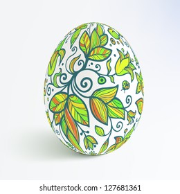White isolated ornate vector realistic egg with shadow