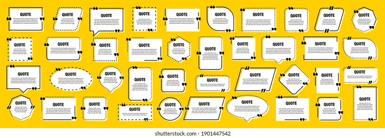 White Isolated Quote Frames. Speech Bubbles With Quotation Marks. Blank Text Box And Quotes. Blog Post Template. Vector Illustration.