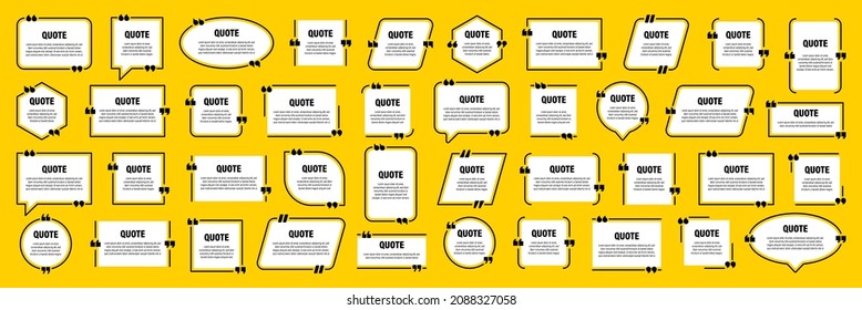 White Isolated Quote Frames. Speech Bubbles With Quotation Marks. Blank Text Box And Quotes. Blog Post Template. Vector Illustration.